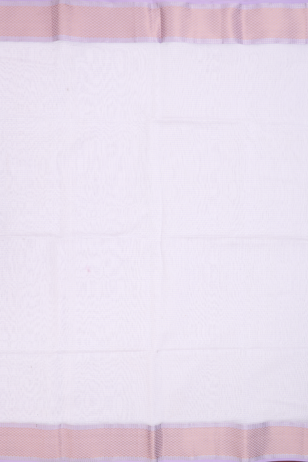 Maheswari Silk Cotton Saree White And Lavender With Stripes