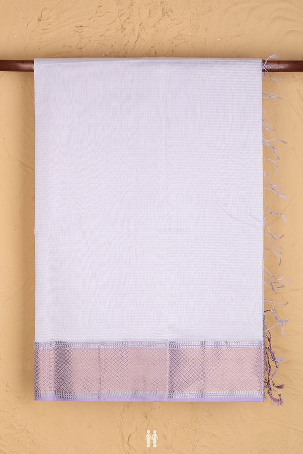 Maheswari Silk Cotton Saree White And Lavender With Stripes