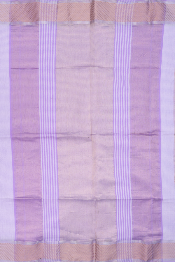 Maheswari Silk Cotton Saree White And Lavender With Stripes