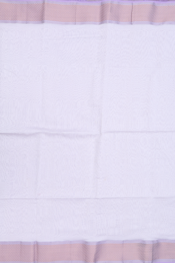 Maheswari Silk Cotton Saree White And Lavender With Stripes
