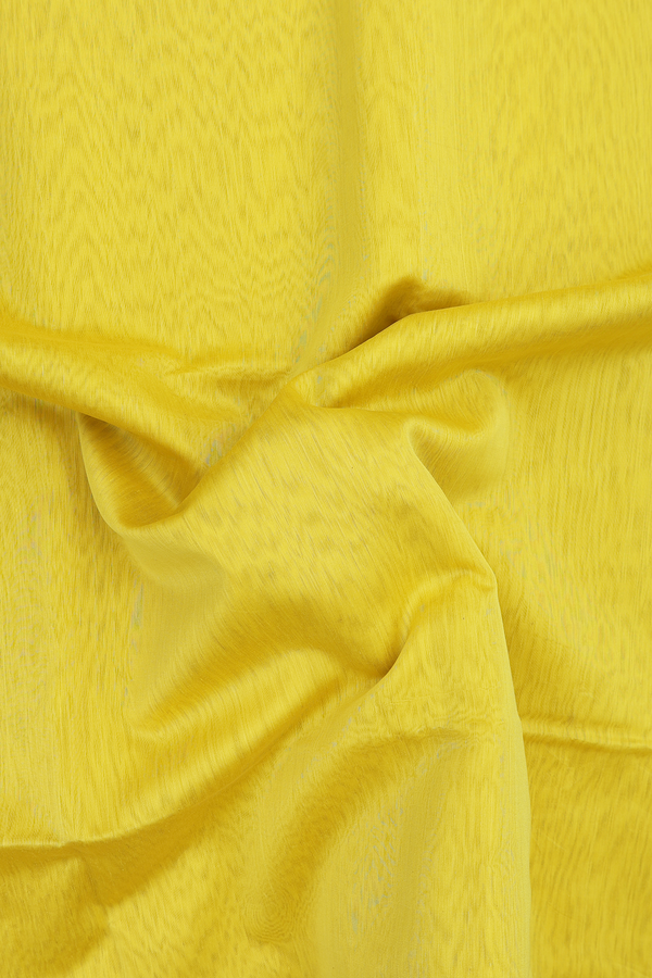 Maheswari Silk Cotton Saree Yellow With Chevron Border