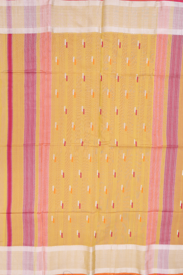 Maheswari Silk Cotton Saree Yellow With Allover Buttas