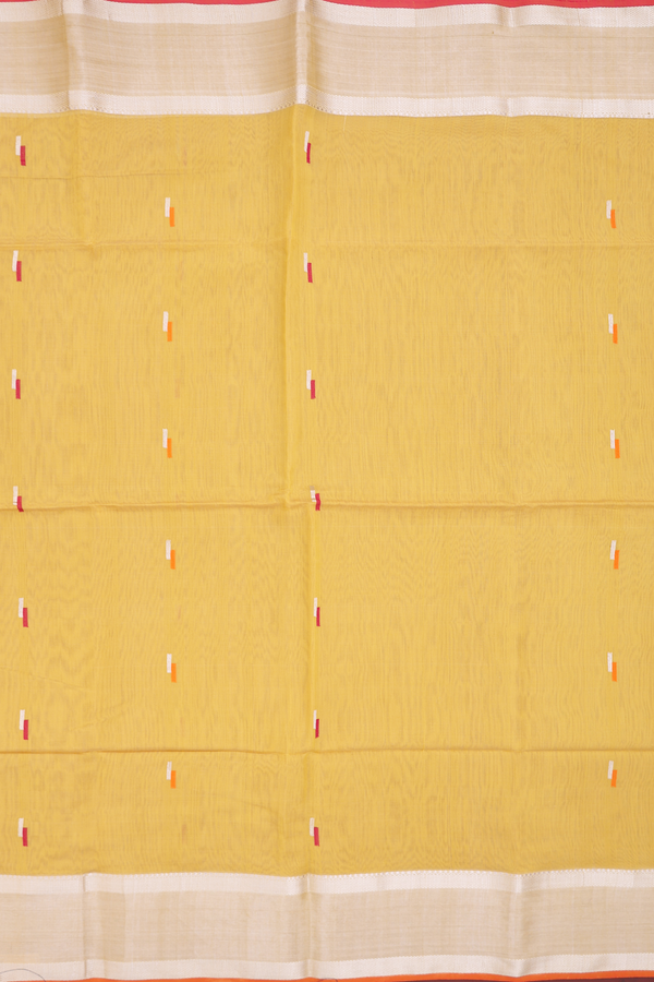 Maheswari Silk Cotton Saree Yellow With Allover Buttas