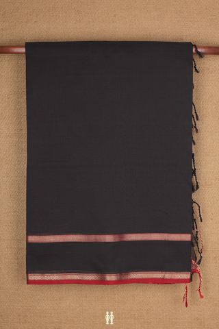 Maheswari Silk Cotton Saree In Black With Self Checks Design