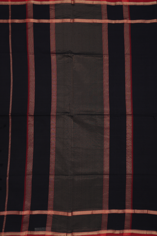 Maheswari Silk Cotton Saree In Black With Self Checks Design