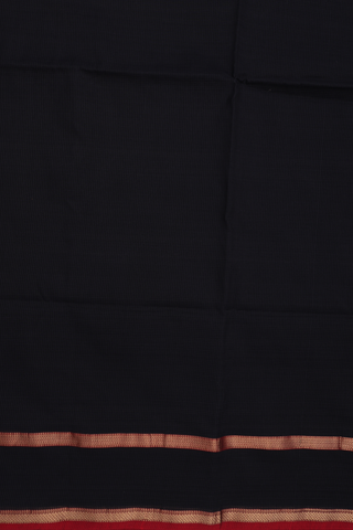 Maheswari Silk Cotton Saree In Black With Self Checks Design