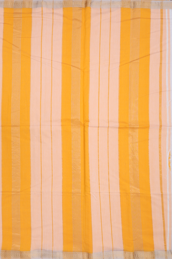 Maheswari Silk Cotton Saree In Plain White With Zari Border