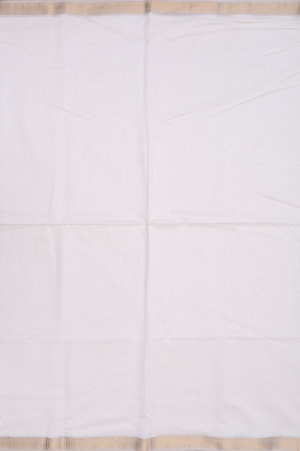 Maheswari Silk Cotton Saree In Plain White With Zari Border
