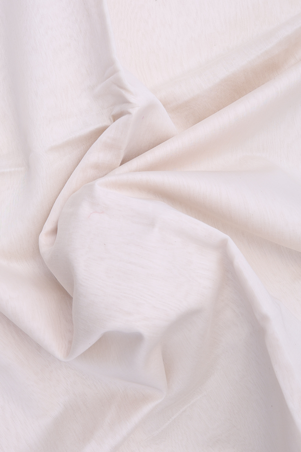 Maheswari Silk Cotton Saree In Plain White With Zari Border