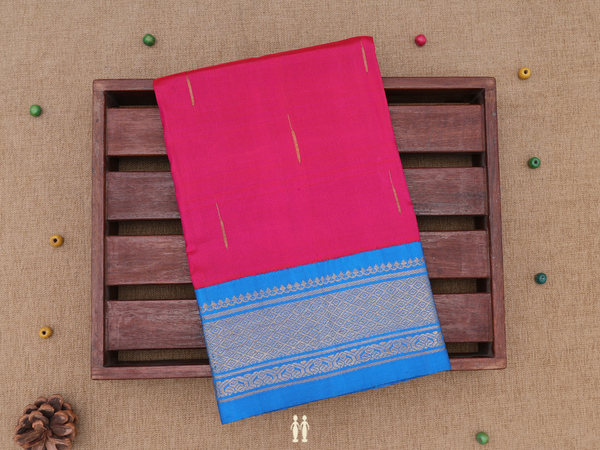 Malli Moggu Buttas Pink Kanchipuram Pavadai Sattai Material