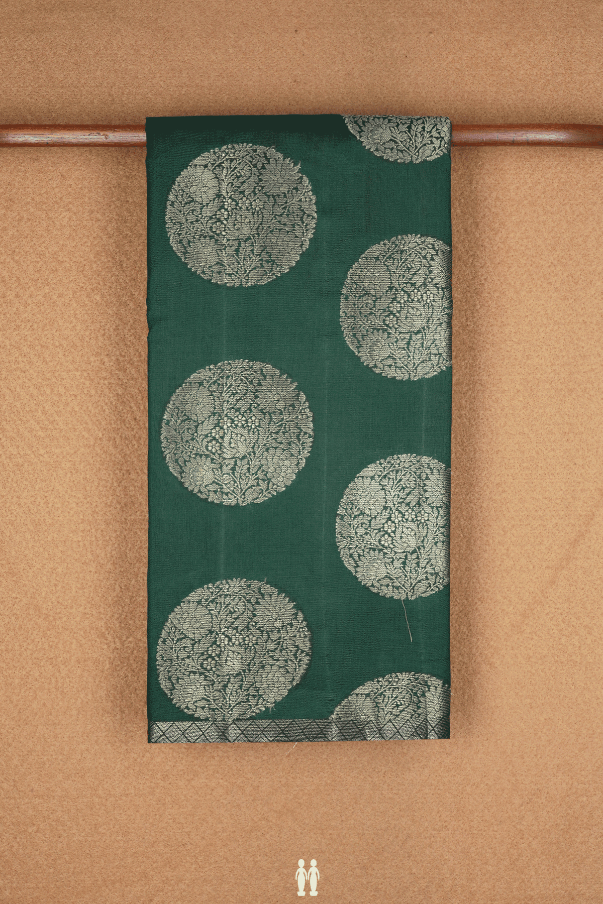Mandala Design Forest Green Tussar Silk Saree