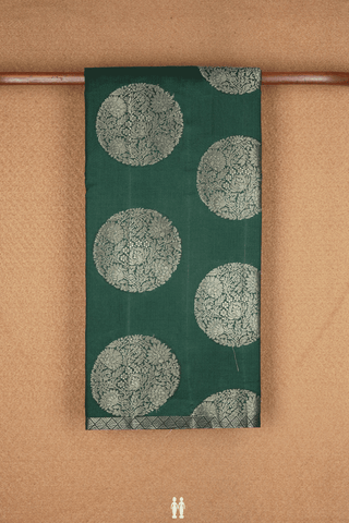 Mandala Design Forest Green Tussar Silk Saree