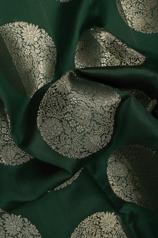 Mandala Design Forest Green Tussar Silk Saree