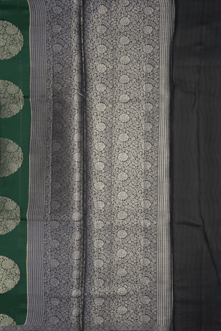 Mandala Design Forest Green Tussar Silk Saree