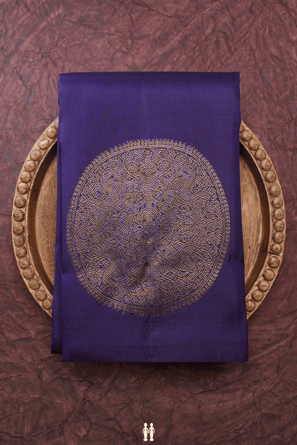 Mandala Design Navy Blue Kanchipuram Silk Saree