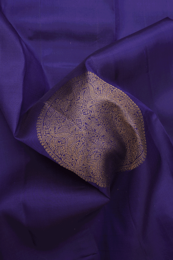Mandala Design Navy Blue Kanchipuram Silk Saree