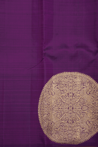 Mandala Zari Design Deep Purple Kanchipuram Silk Saree