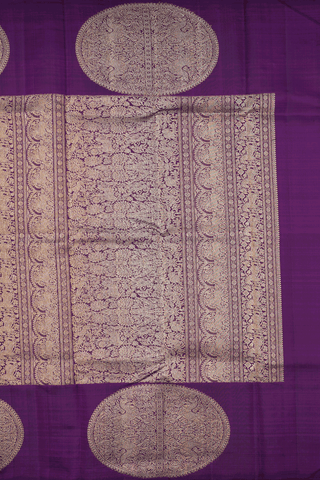 Mandala Zari Design Deep Purple Kanchipuram Silk Saree