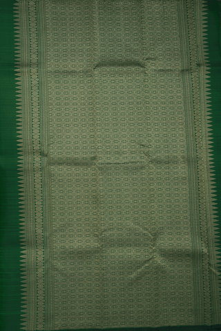 Mandala Zari Design Emerald Green Kanchipuram Silk Saree