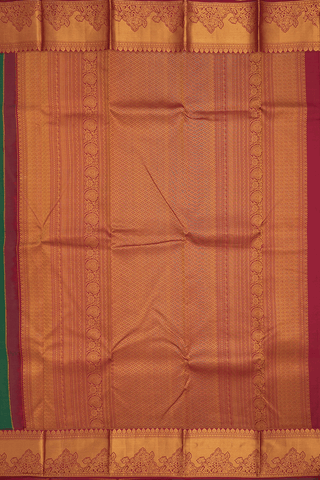 Mandala Zari Motifs Dark Fern Green Kanchipuram Silk Saree