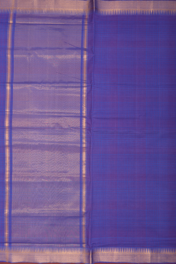 Mangalagiri Cotton Saree In Royal Blue With Checks Design