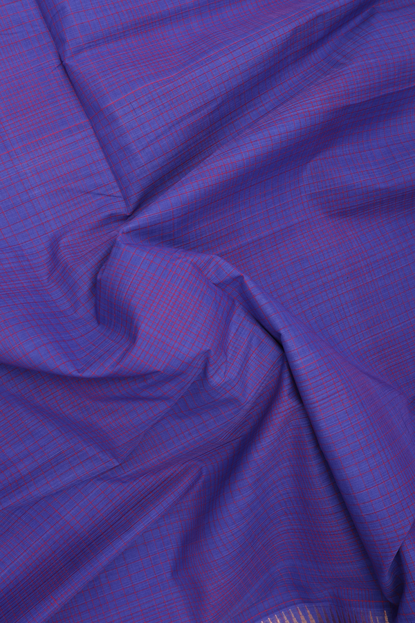 Mangalagiri Cotton Saree In Royal Blue With Checks Design