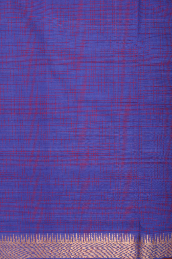 Mangalagiri Cotton Saree In Royal Blue With Checks Design