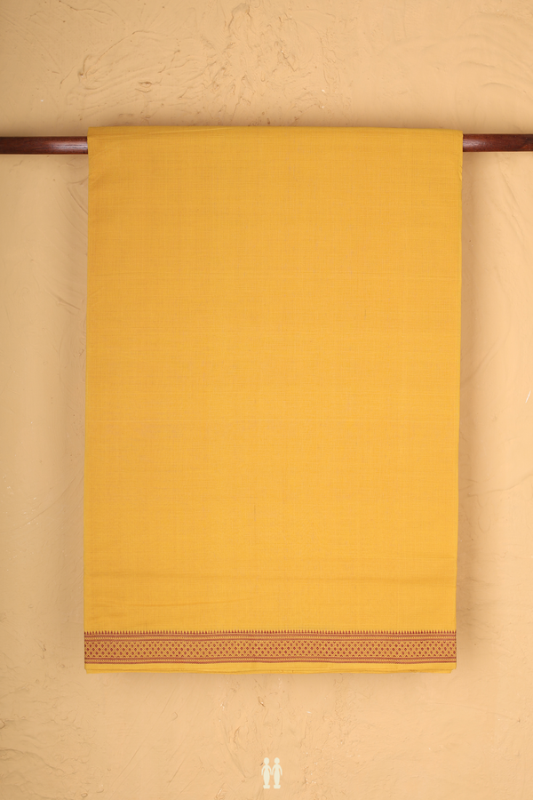 Mangalagiri Cotton Saree In Yellow With Threadwork Border
