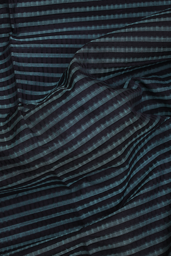 Mangalagiri Cotton Saree Black And Green With Stripes Design