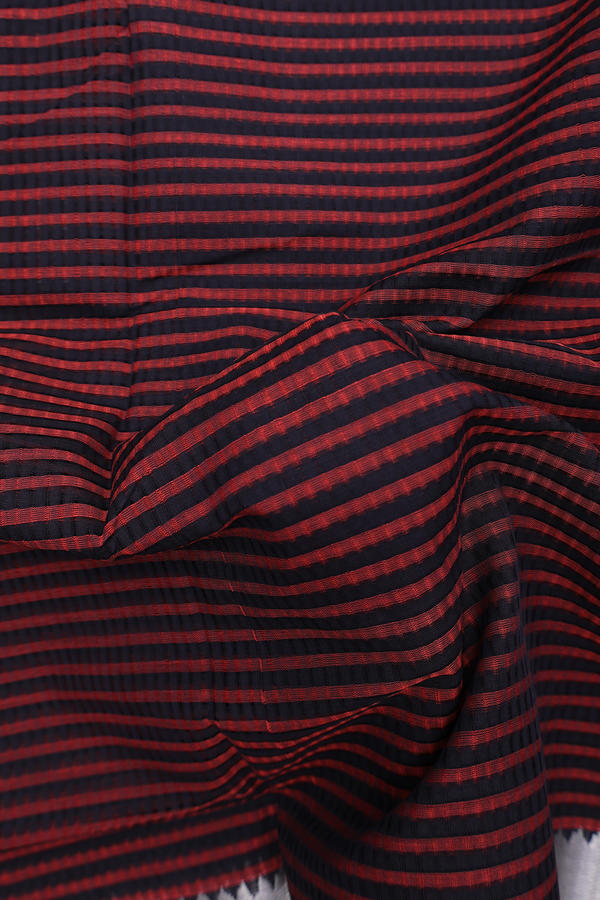 Mangalagiri Cotton Saree Black And Orange With Stripes Design