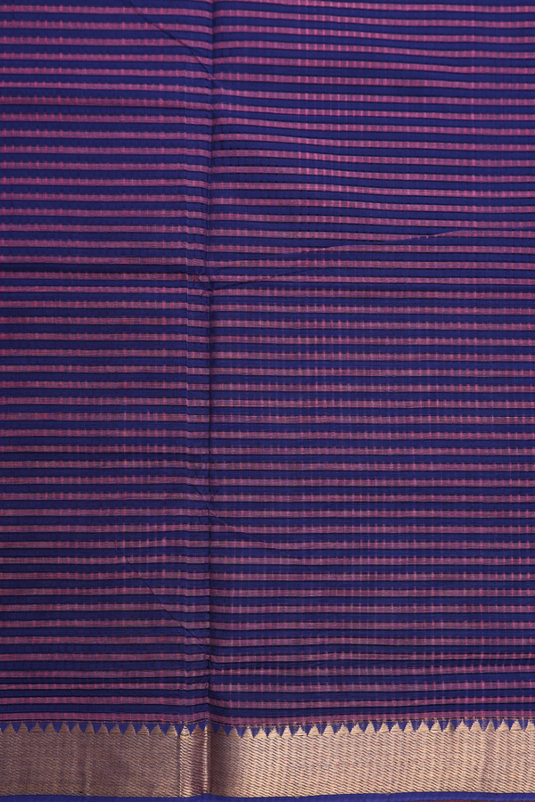 Mangalagiri Cotton Saree Blue And Purple With Stripes Design