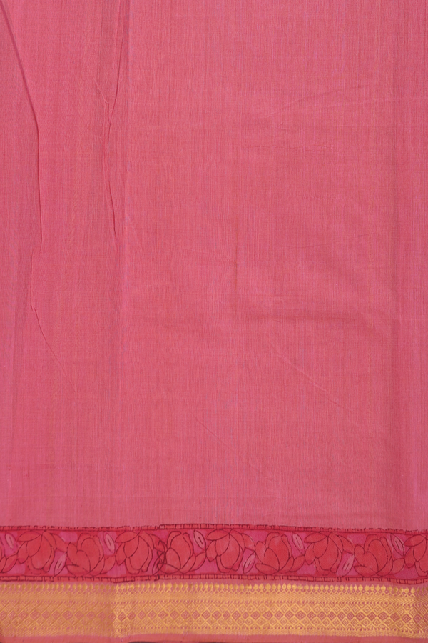 Mangalagiri Cotton Saree Dusty Red With Floral Printed Design