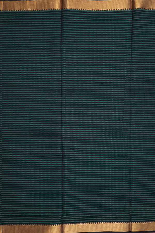 Mangalagiri Cotton Saree Green And Black With Stripes Design