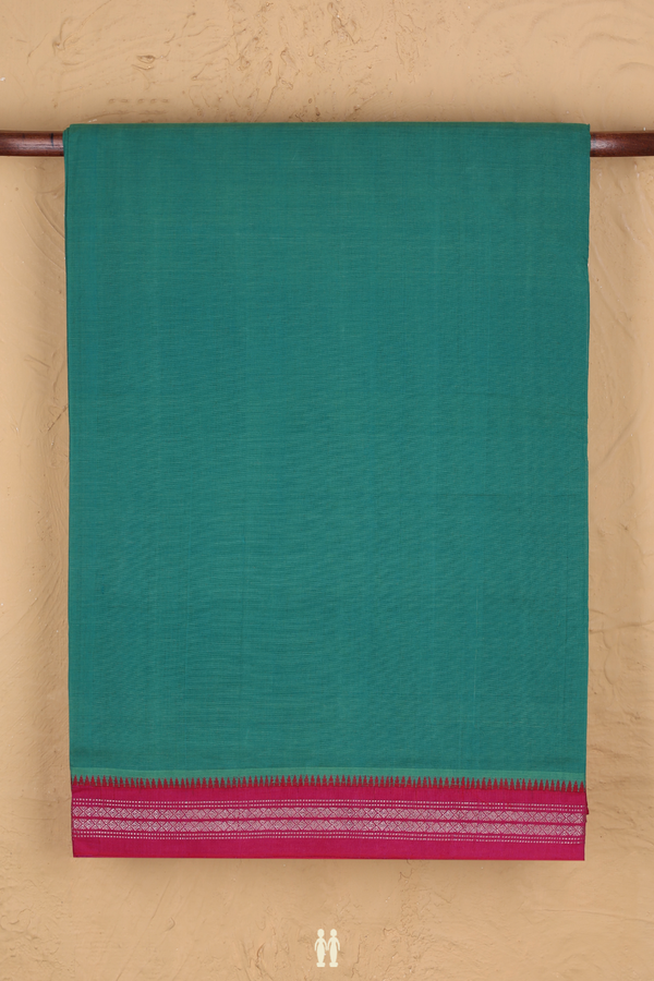 Mangalagiri Cotton Saree Green With Contrast Border