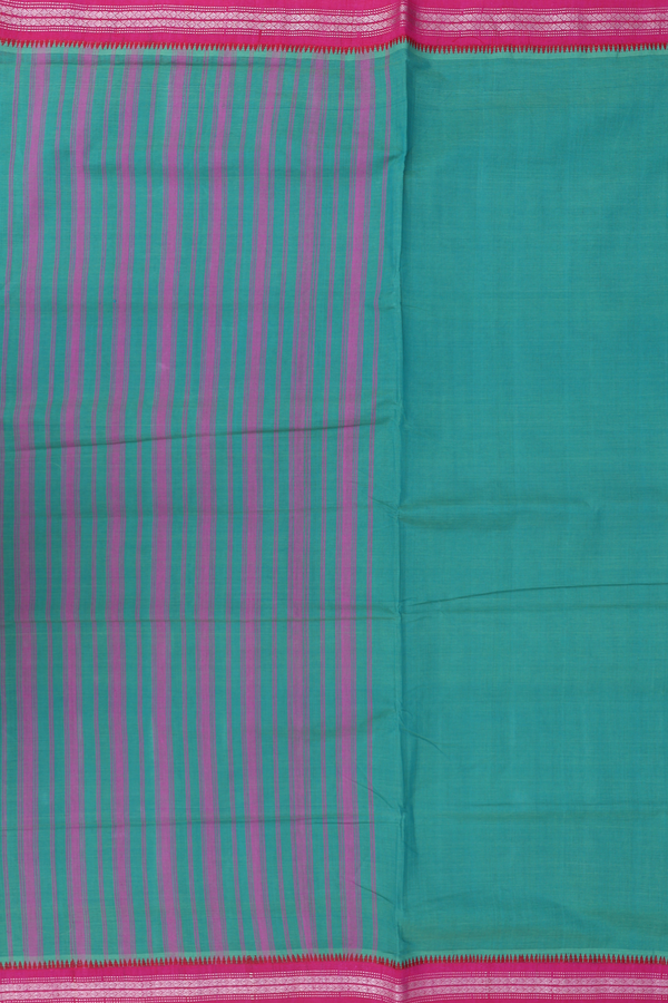 Mangalagiri Cotton Saree Green With Contrast Border