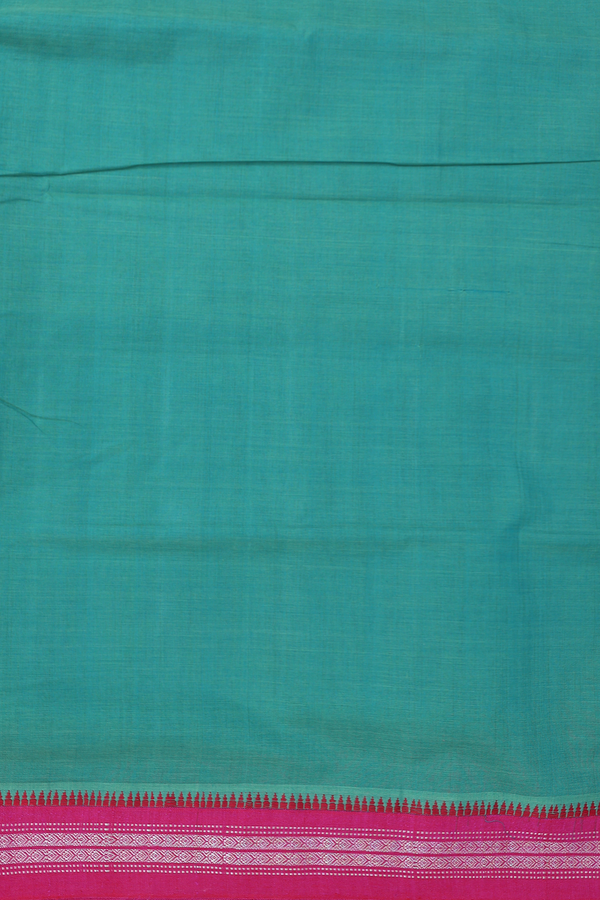 Mangalagiri Cotton Saree Green With Contrast Border