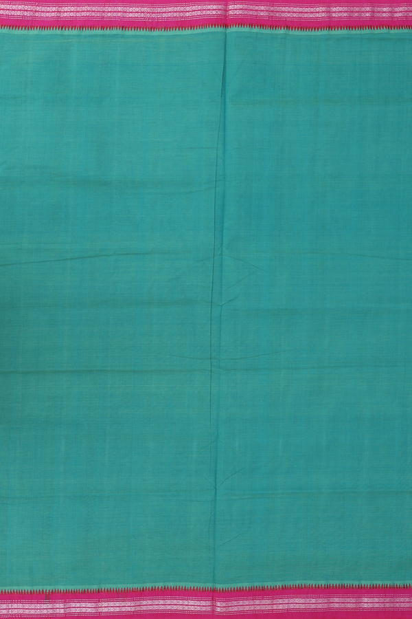 Mangalagiri Cotton Saree Green With Contrast Border