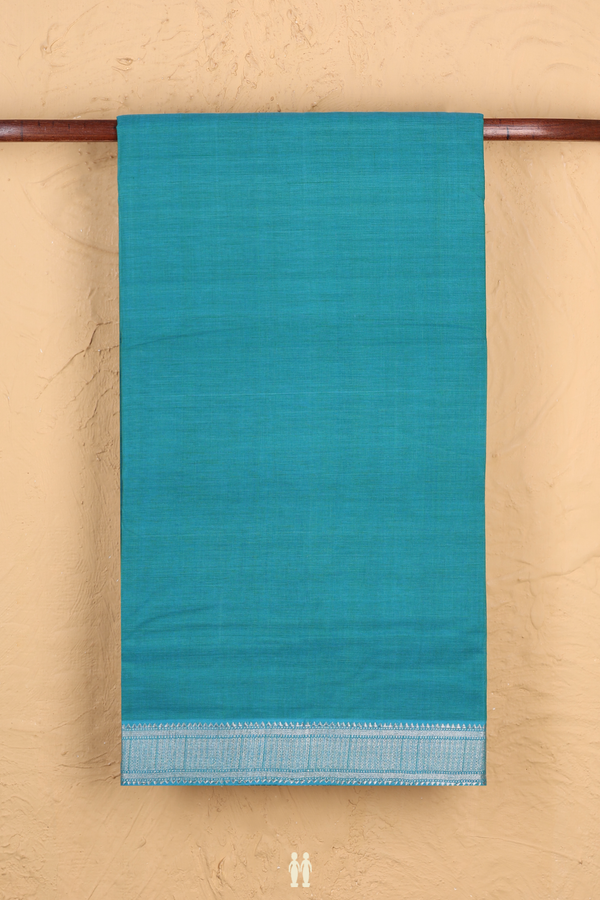 Mangalagiri Cotton Saree In Cerulean Blue With Zari Border