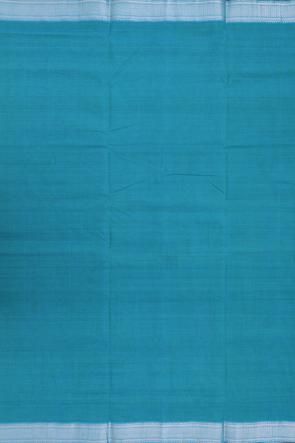 Mangalagiri Cotton Saree In Cerulean Blue With Zari Border