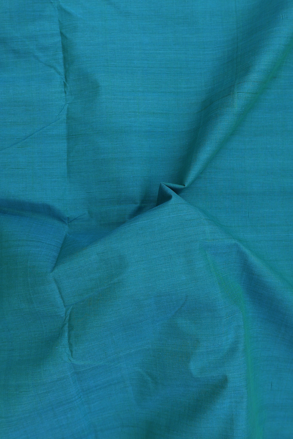 Mangalagiri Cotton Saree In Cerulean Blue With Zari Border