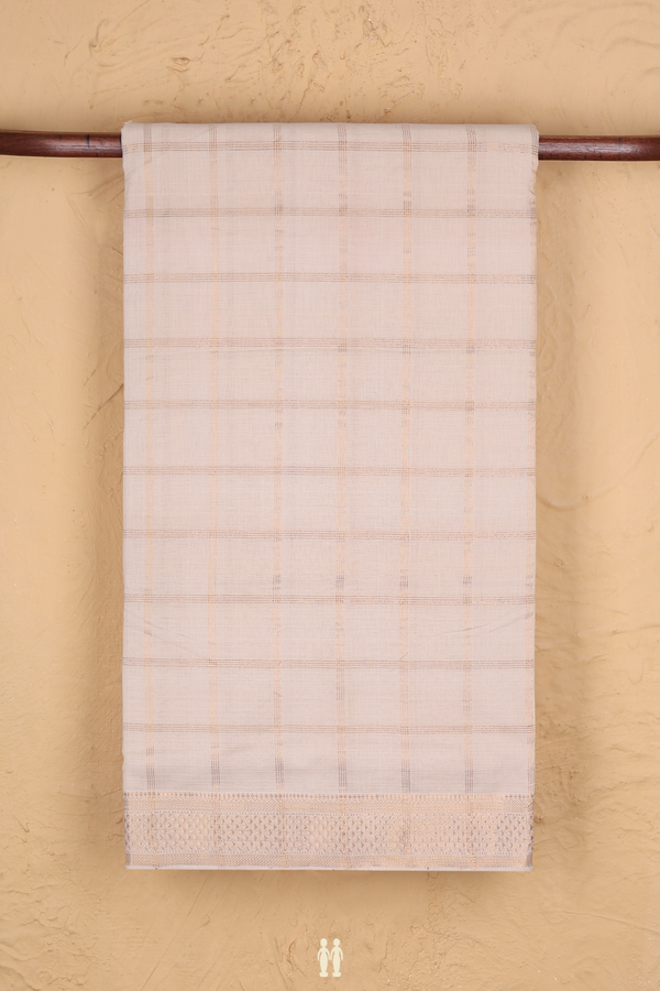 Mangalagiri Cotton Saree In Ivory With Checks Design
