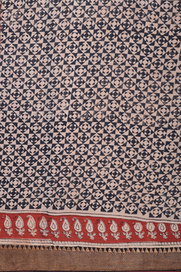 Mangalagiri Cotton Saree In Beige With Floral Printed Design