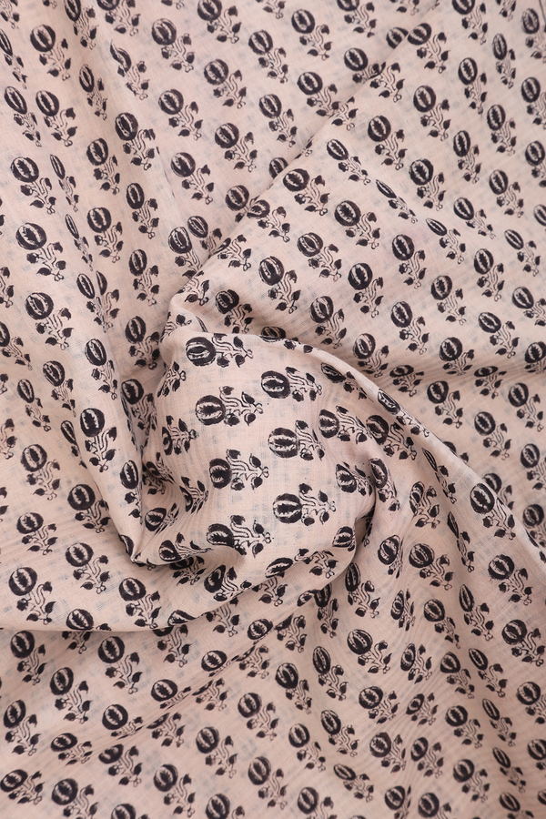 Mangalagiri Cotton Saree In Beige With Floral Printed Design