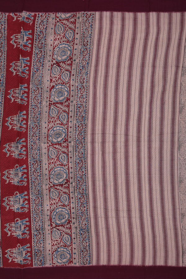 Mangalagiri Cotton Saree In Beige With Printed Design