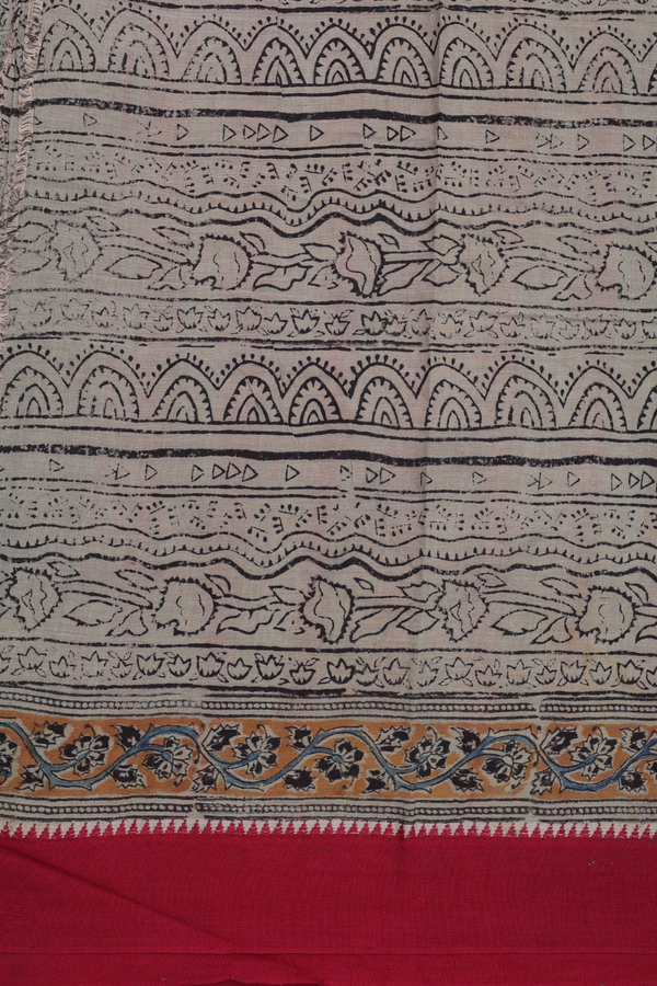 Mangalagiri Cotton Saree In Black With Paisley Design