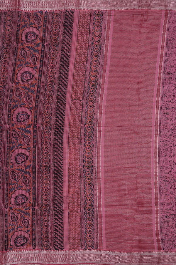 Mangalagiri Cotton Saree In Black With Printed Design