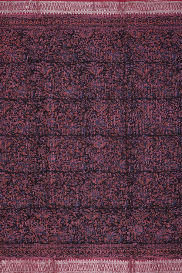 Mangalagiri Cotton Saree In Black With Printed Design
