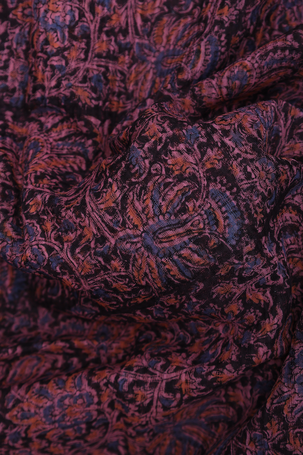 Mangalagiri Cotton Saree In Black With Printed Design