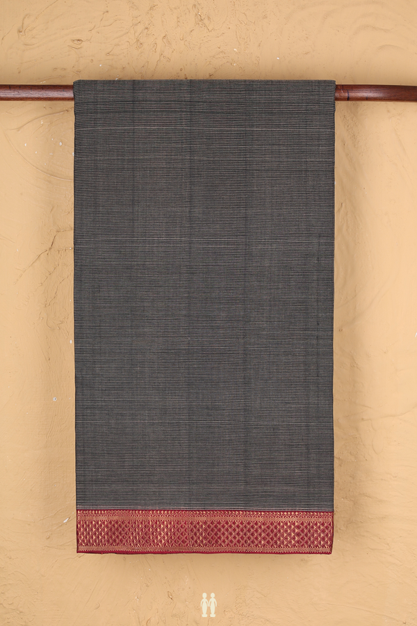 Mangalagiri Cotton Saree In Black With Stripes Design