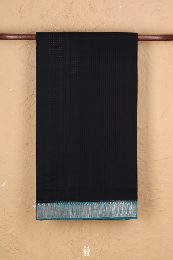 Mangalagiri Cotton Saree In Black With Checks Design